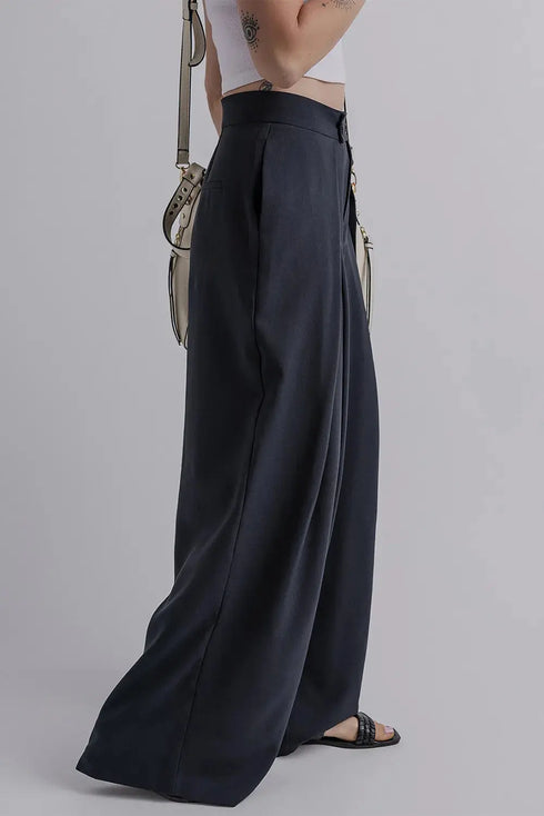 'Keturah' Pleated Wide Leg Pants - Celes Fashion